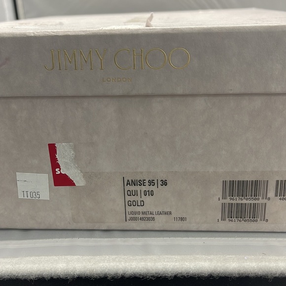 Brand new never worn Jimmy Choo ANISE 95 Gold Liquid Metal Sandal QUI/010 Size36 - Picture 14 of 15